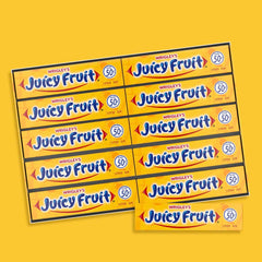 Juicy Fruit Gum flavor design close-up, showcasing iconic sweetness.