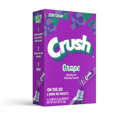 Juicy Mixes Crush grape powder dissolving in water, showing quick hydration and vibrant color.