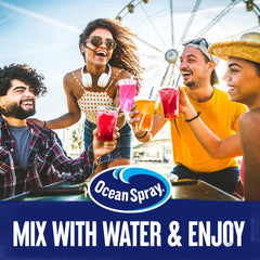 Juicy Mixes Ocean Spray White Cran-Peach ingredients close-up showing real cranberry powder.