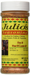 Julio's Seasoning bottle front view highlighting Mexican flavor profile for fajitas.