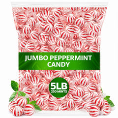 Jumblet peppermint balls 5lb bulk pack for festive candy jars and bowls.
