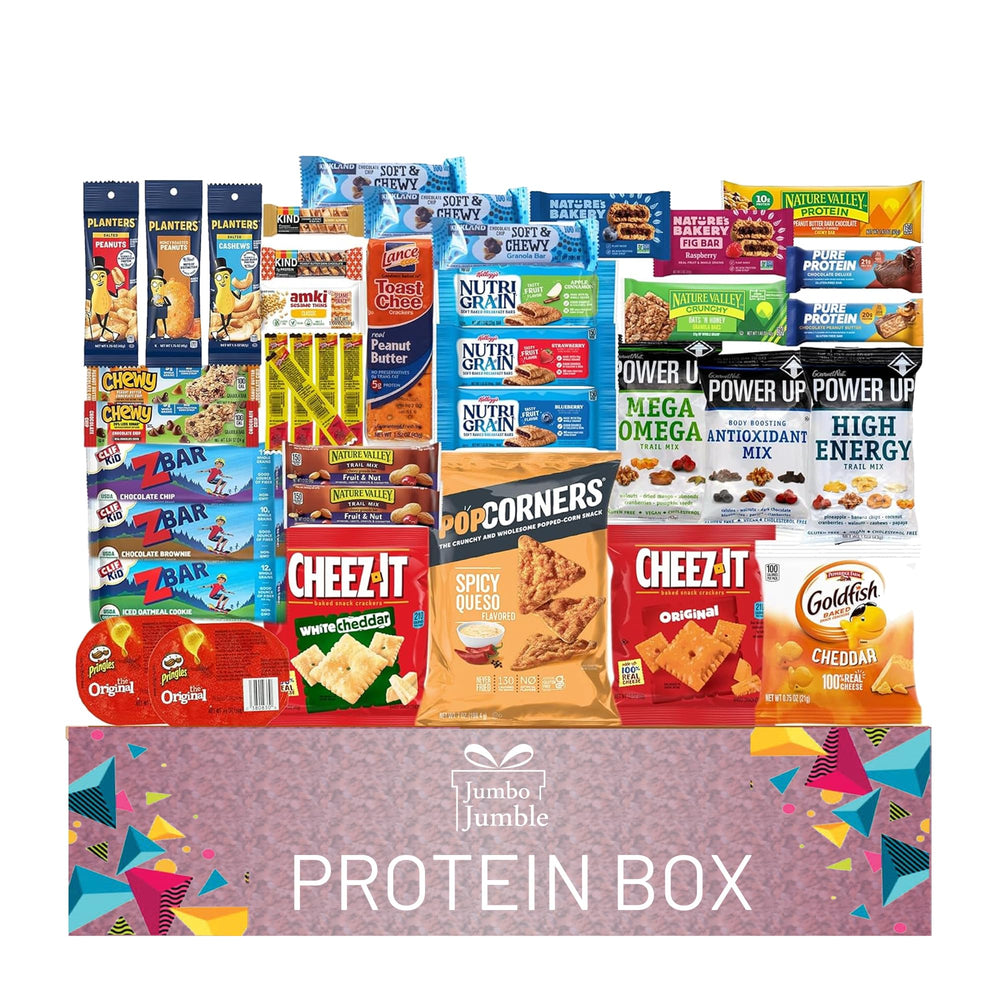 Jumbo Jumble snack box 40-count showcasing a varied assortment for on-the-go energy