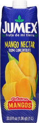 Jumex Mango Label closeup shows bright color and tropical branding for recognition.