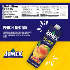 jumex peach nectar can close-up showing thick texture ideal for cocktails