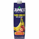 Jumex Strawberry Banana Nectar bottle pouring for smoothies and tropical beverages.