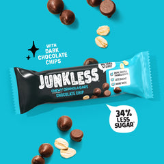 JUNKLESS Chocolate Chip closeup shows soft, chewy texture.