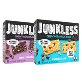Junkless twin-pack packaging showcases a convenient, family-friendly chewy granola snack.