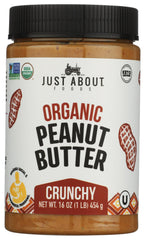 Just About crunchy peanut butter 1-lb jar; perfect for crunchy toast and snacks.