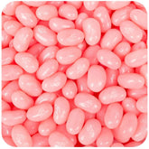 Just Candy pink jelly beans bulk 12oz close-up, glossy beads ideal for party favors.