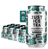 Just Ice Tea Mint Iced Tea can with real brewed flavor in a refreshing 12oz can.