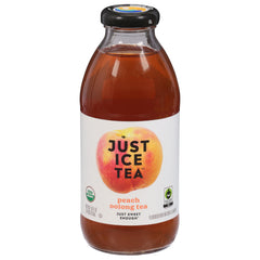 Just Ice Tea Peach Oolong Organic bottle with peach aroma, ideal for refreshing daily beverages.