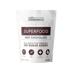 Just Ingredients superfood hot chocolate package showing a nourishing beverage