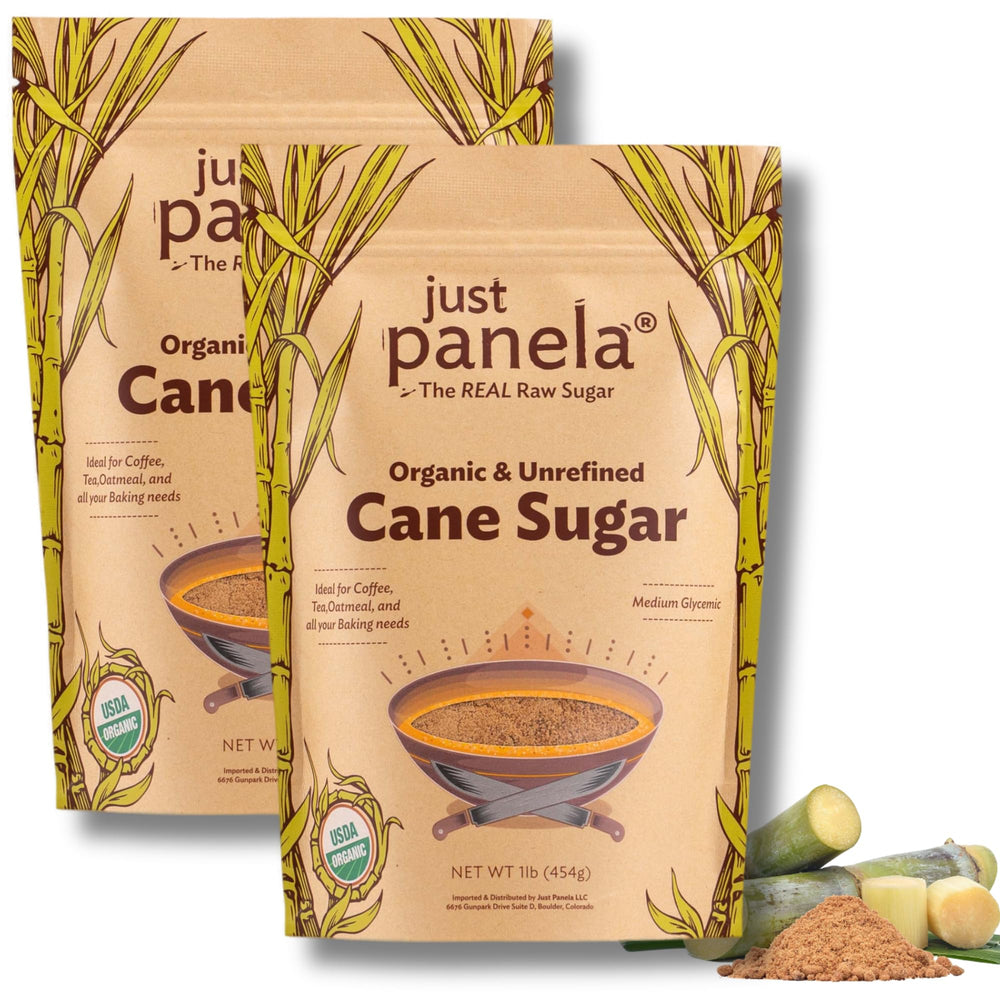 Just Panela organic unrefined cane sugar 1lb pack 2, natural sweetness for everyday cooking