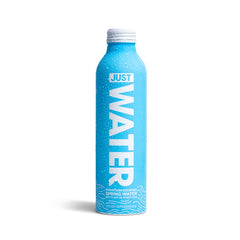 JUST Water aluminum bottle cap close-up emphasizing recyclable packaging.