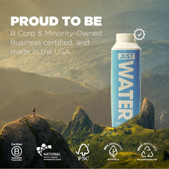JUST Water FSC-certified forest packaging showcases responsible sourcing.