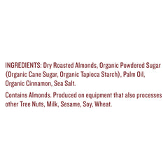 Justin's Almond Butter Cinnamon jar label art emphasizes natural ingredients.