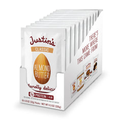 Justin's Classic Almond Butter Squeeze Packs on-the-go snack with rich texture