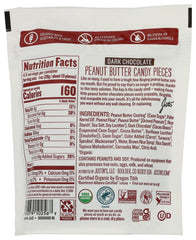 Closeup of Justin's dark chocolate peanut butter pieces, creamy texture ideal for topping bowls.