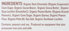 Justin's organic dark chocolate crispy peanut butter cups half-bite reveals a crisp texture.