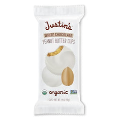 Close-up of the creamy peanut butter center inside Justin's white chocolate cups