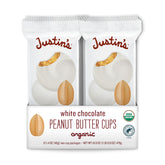 Justin's Organic White Chocolate Peanut Butter Cups pack on counter for convenient snacking
