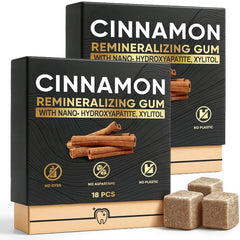 JXSVR Cinnamon Remineralizing Gum box showing enamel protection and freshness