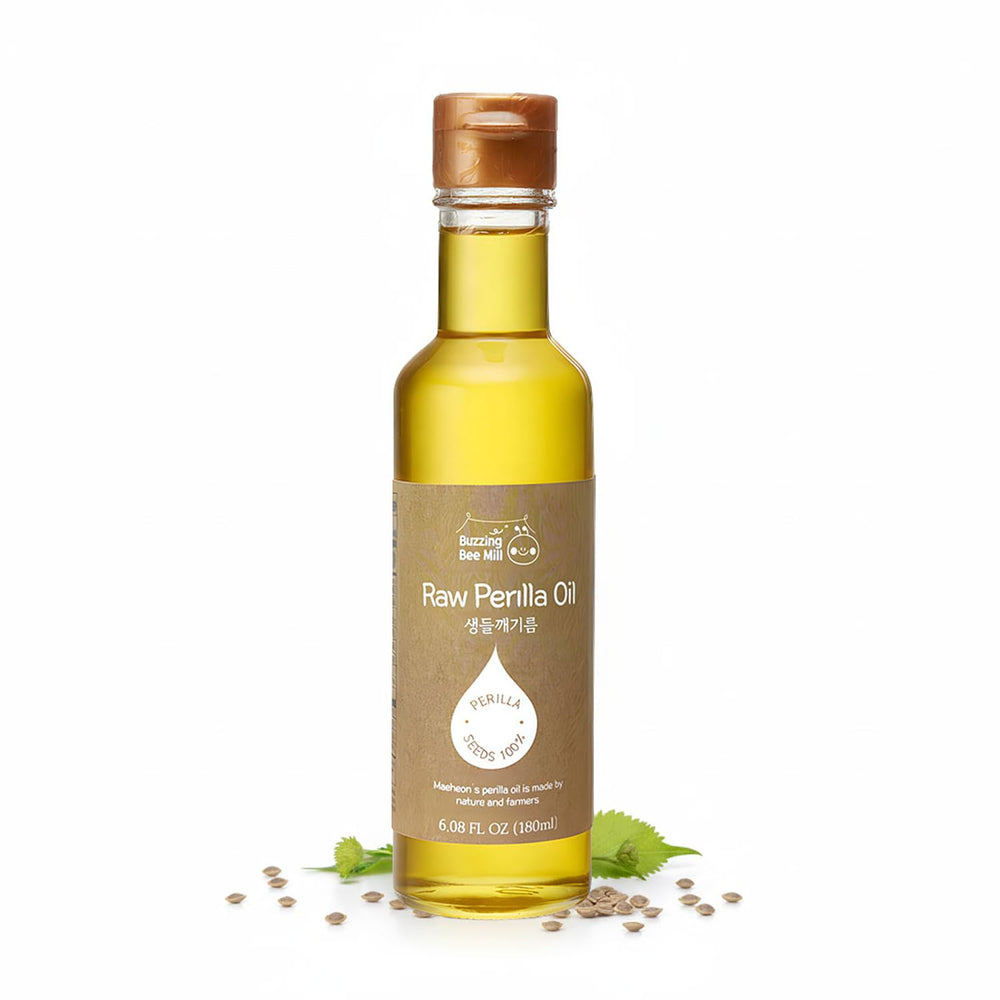 K Food Korean Food Perilla Oil bottle front showing premium cold-pressed oil for cooking