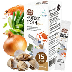 K FOOD KOREAN FOOD seafood broth powder pouch shows resealable packaging for freshness.