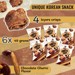K-Munchies Orion Turtle Chips Choco Churro close-up showing chocolate layers
