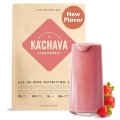 Ka’Chava bottle with strawberry flavor for a convenient daily shake.