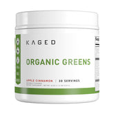 Kaged Organic Greens Apple Cinnamon bottle showing clean, sugar-free nutrition.