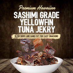 Kaimana Ahi Tuna Jerky Wild-Caught Longline: sustainably sourced protein from the ocean.