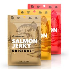 Kaimana Jerky Original Wild Salmon Jerky pack, gluten-free and high-protein snack.