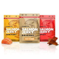 Kaimana Salmon Jerky Spicy bag delivers bold flavor and energy