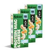 Kaizen High Protein Mac & Cheese with creamy white cheddar sauce in a bowl, ideal for quick weeknights.