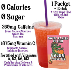 Kajun Loaded Tea fruit flavor close-up highlighting peach and strawberry aroma.