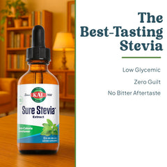 KAL Sure Stevia liquid extract being poured into a glass for beverages