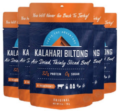 Kalahari Biltong Original packaging display, ready-to-snack option