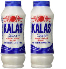 Kalas Classic Greek iodized sea salt crystals in a resealable container for everyday seasoning.