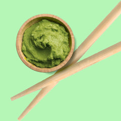 Kameya wasabi soft green color enhances authentic plate presentation.