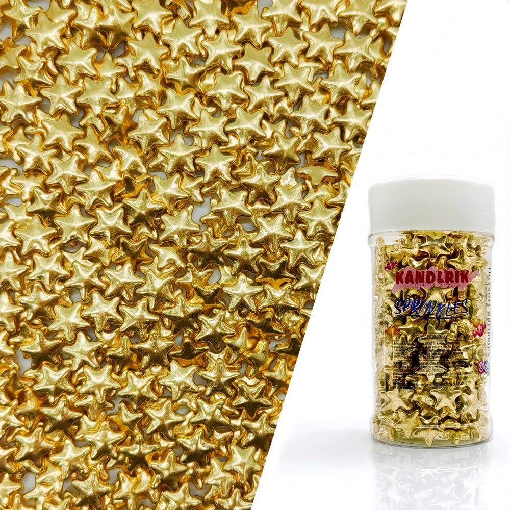 KANDLRIK 10mm gold star sprinkles for cakes add festive sparkle.