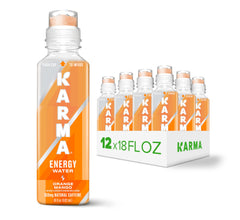 Karma Energy Drink orange mango bottle for sustained energy on the go.