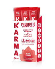 Karma Probiotic Hydration Berry Cherry packet ready to mix for gut balance