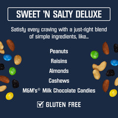 Kar’s Nuts gluten-free trail mix ingredients close-up highlighting nuts and raisins