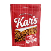 Kar's Sweet N Spicy Trail Mix in resealable pouch keeps snacks fresh anywhere