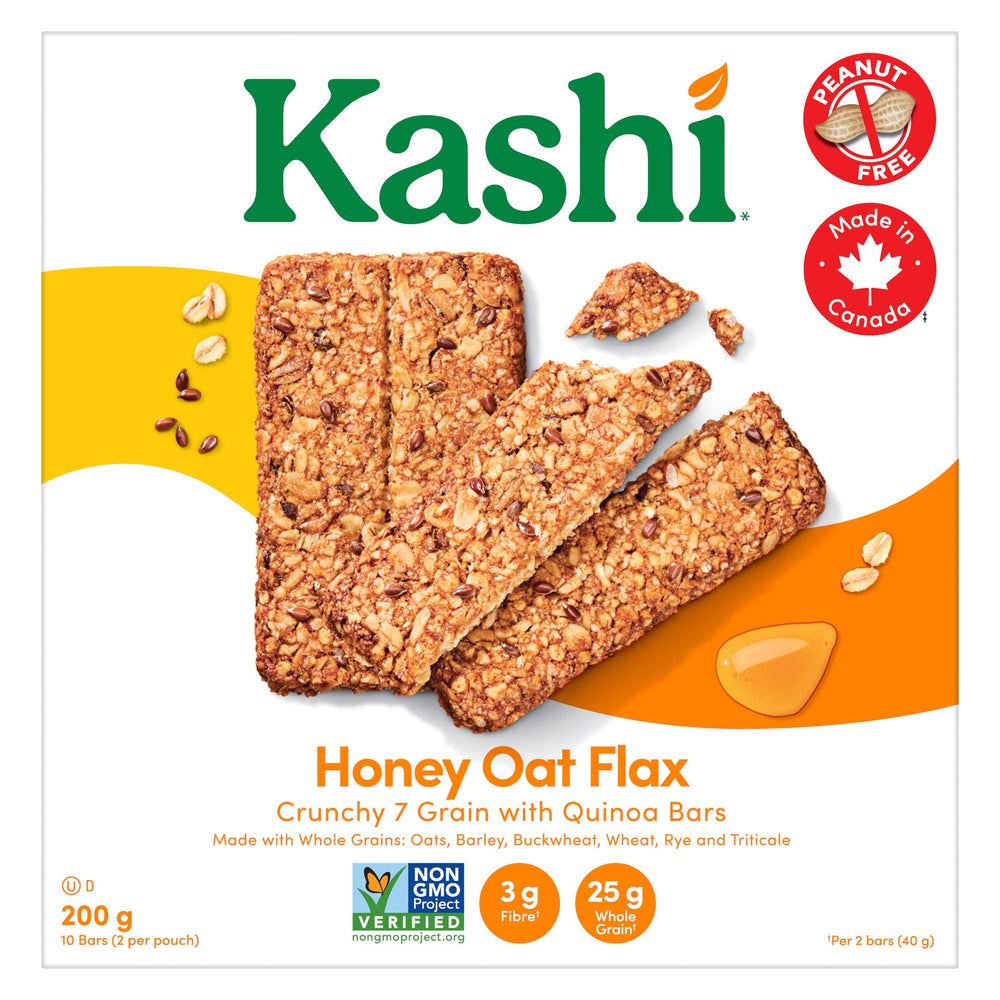 Kashi 7 Grain Honey Oat Flax bars, 10-pack, convenient on-the-go snack.