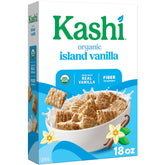 Kashi Island Vanilla cereal box showcases organic ingredients for a wholesome breakfast.
