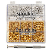 Kasvan gold and silver sprinkles box front, perfect for festive cake decorating.