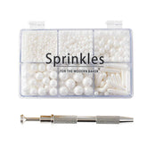 Kasvan White Mix Sugar Sprinkles bottle for cake decorating adds elegant edible pearls