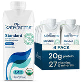 Kate Farms Organic 1.4 Vanilla shake front label highlights 455 calories per carton
